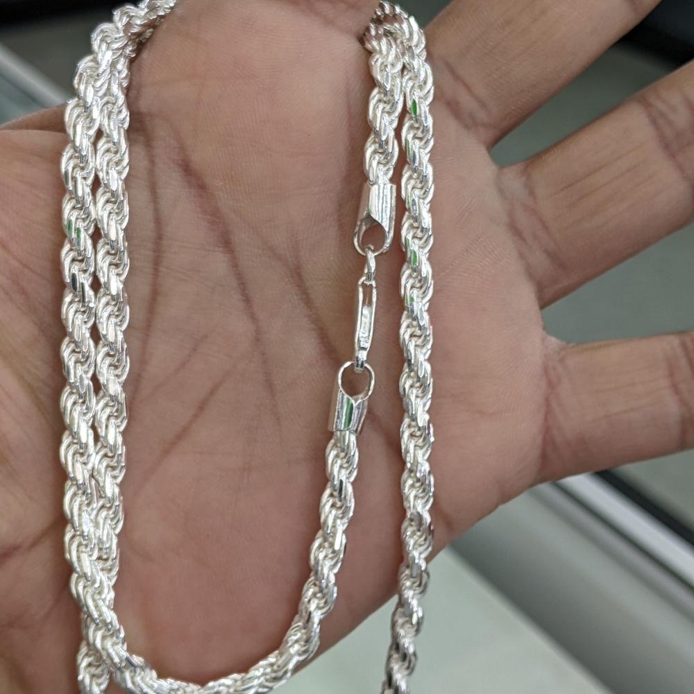 925 Sterling Silver Solid Rope Chain - image 5